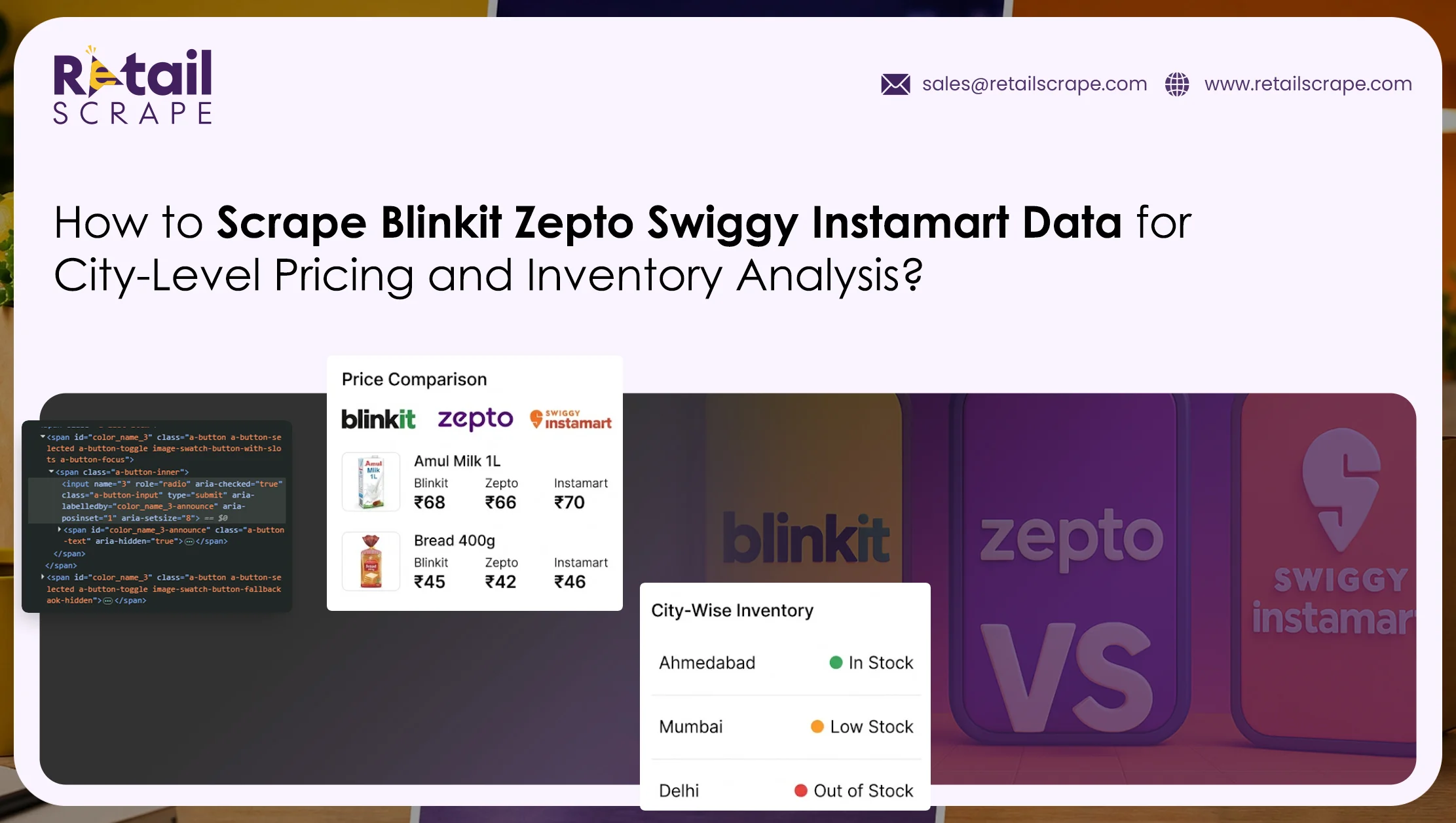 Scrape Blinkit Zepto Swiggy Instamart Data