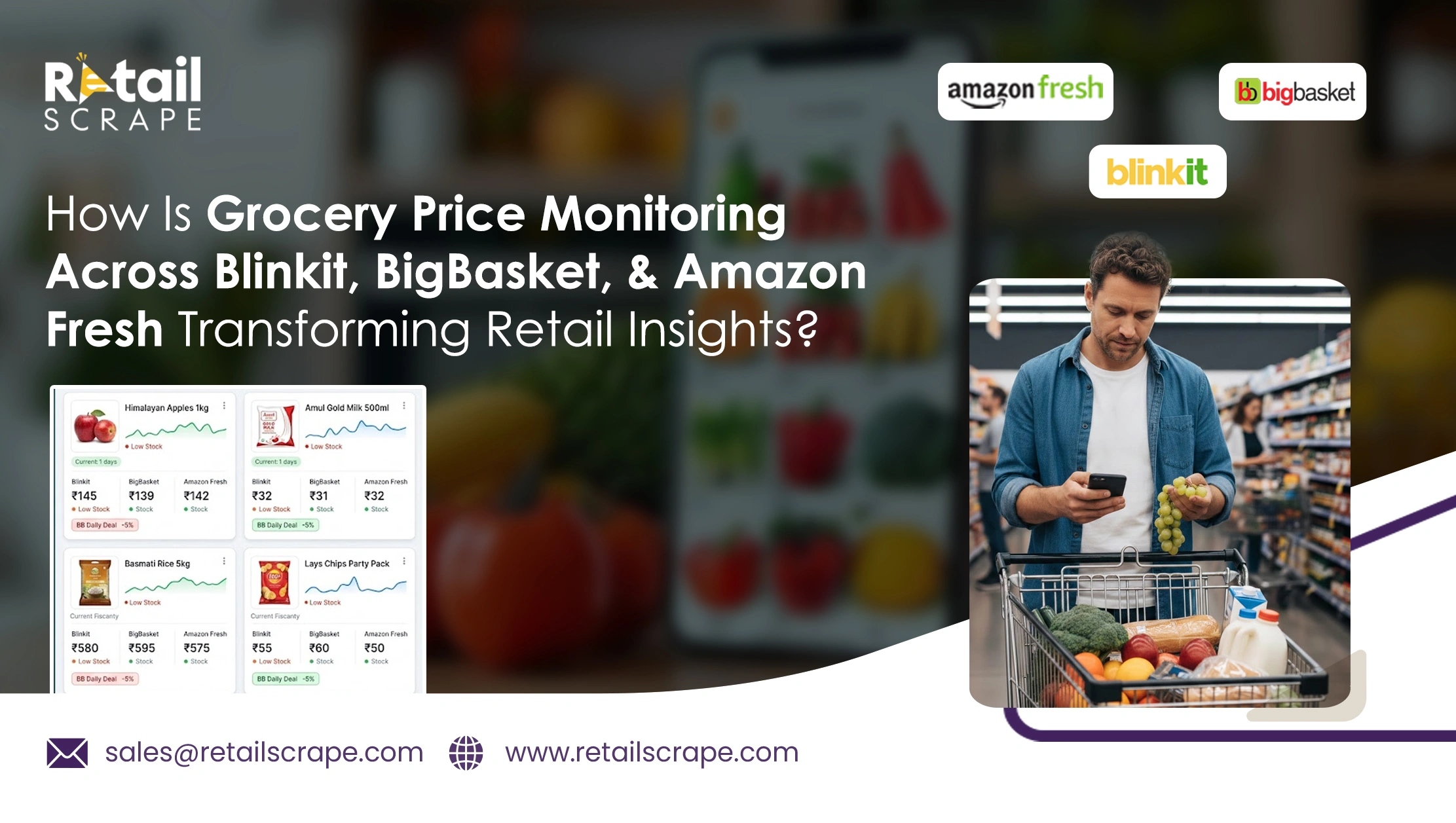 How Is Grocery Price Monitoring Across Blinkit, BigBasket, & Amazon Fresh Transforming Retail Insights?