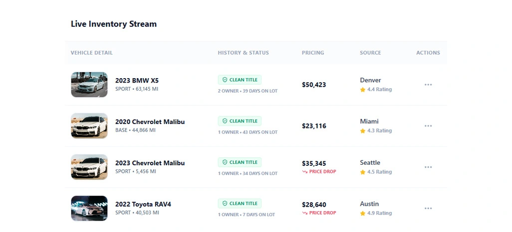 Data Fields Extracted from Used Car Listings