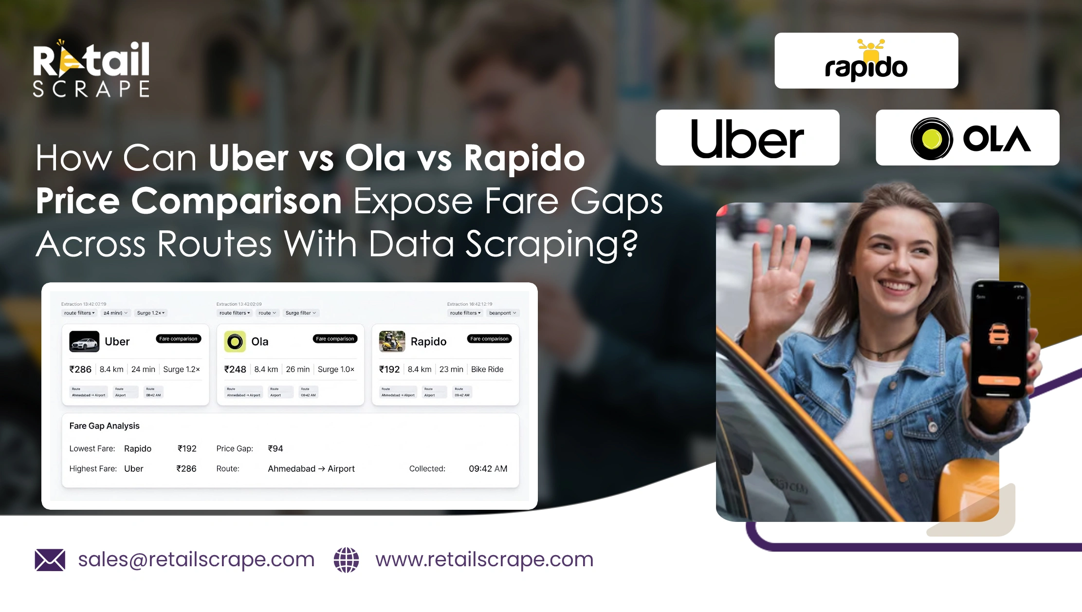 How Can Uber vs Ola vs Rapido Price Comparison Expose Fare Gaps Across Routes With Data Scraping?